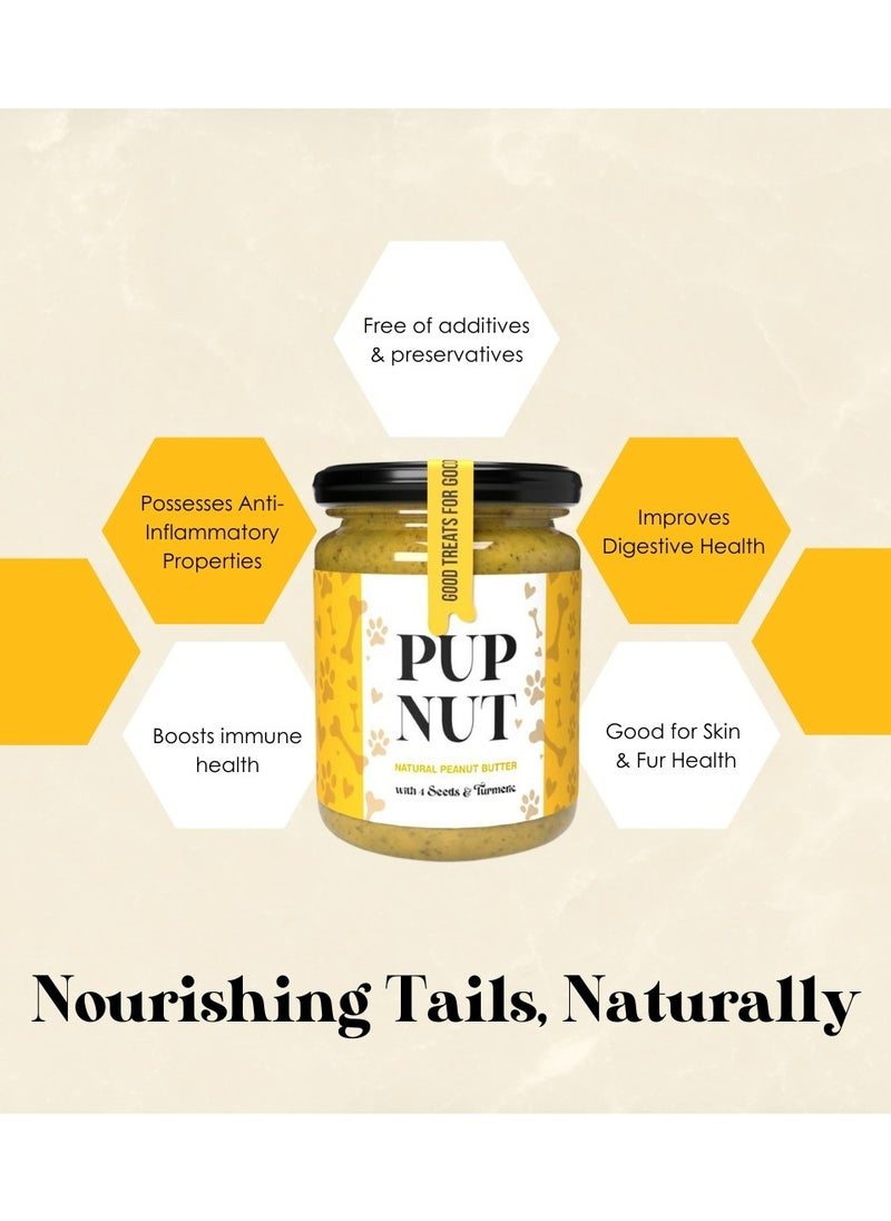 PupNut | Dog Treat 100% Natural Peanut Butter for Dogs with 4 Seeds and Turmeric | Healthy Super food | No Xylitol/No Additives/No Preservatives | Made in the UAE | 200g