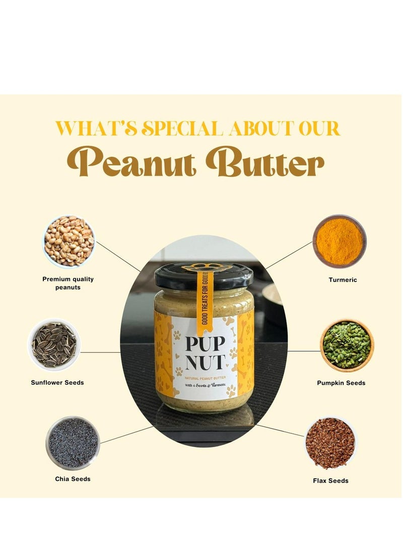 PupNut | Dog Treat 100% Natural Peanut Butter for Dogs with 4 Seeds and Turmeric | Healthy Super food | No Xylitol/No Additives/No Preservatives | Made in the UAE | 200g