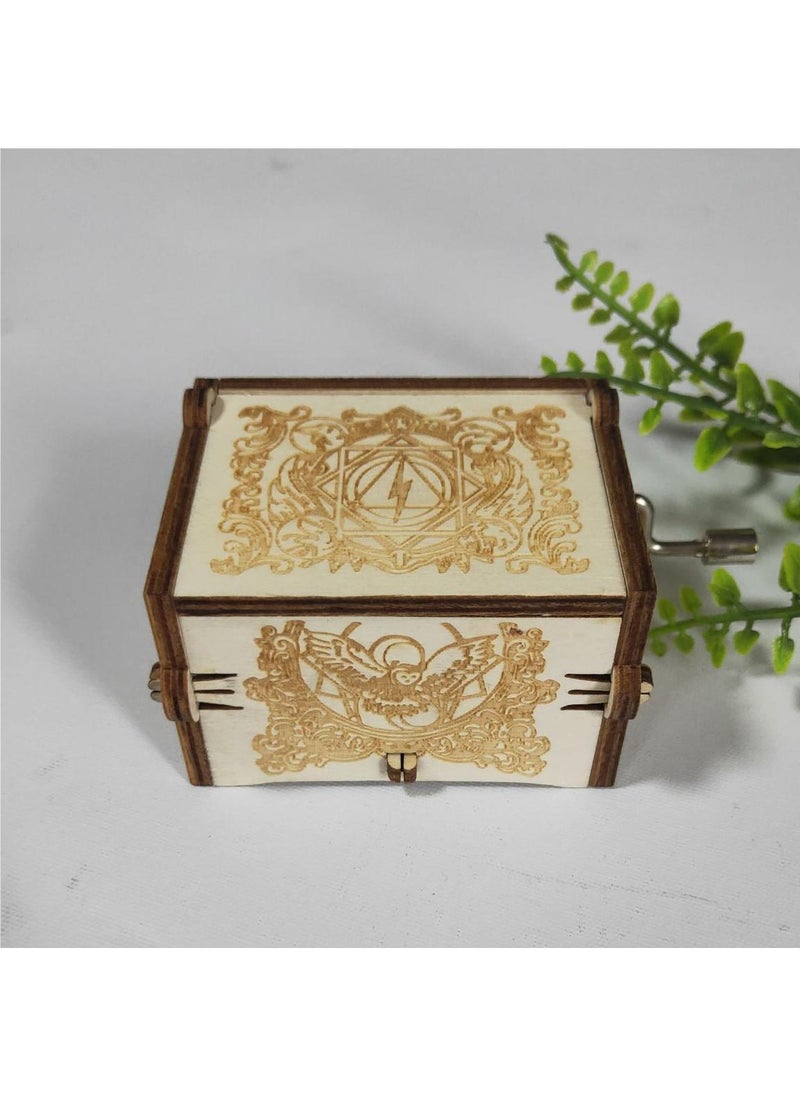 Harry Potter Hand-cranked Music Box Wholesale Stall Crafts Ornaments Gift Wooden Carved Painted Music Box White Harry Potter