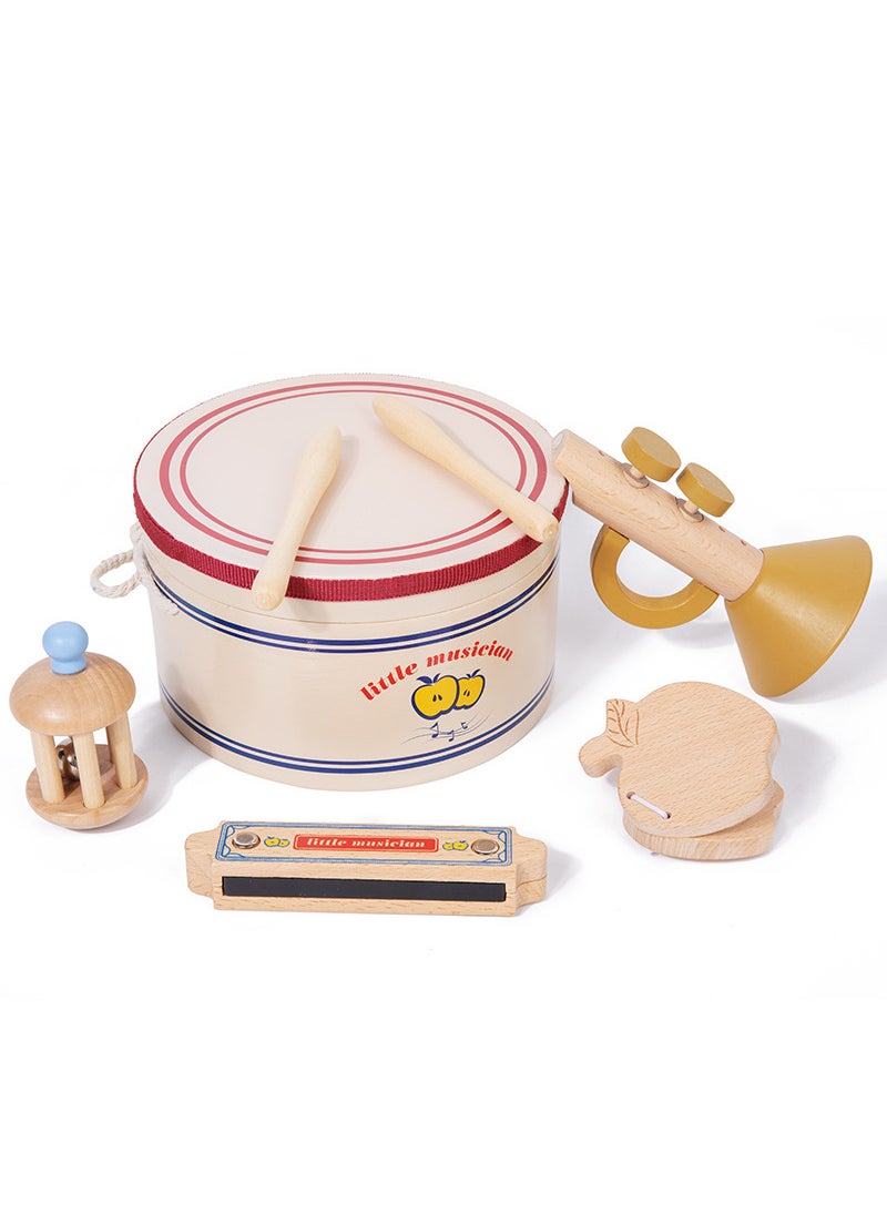 Wooden Early Education Musical Instrument Set for Kids Ohye-Little Musician Upgraded Model (5-piece set) 0.65