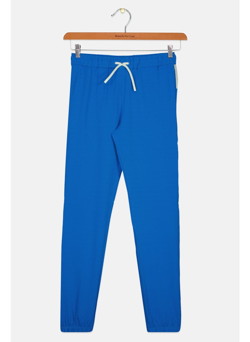 Kids Boy Plain Drawstring Jogger Pants, Blue