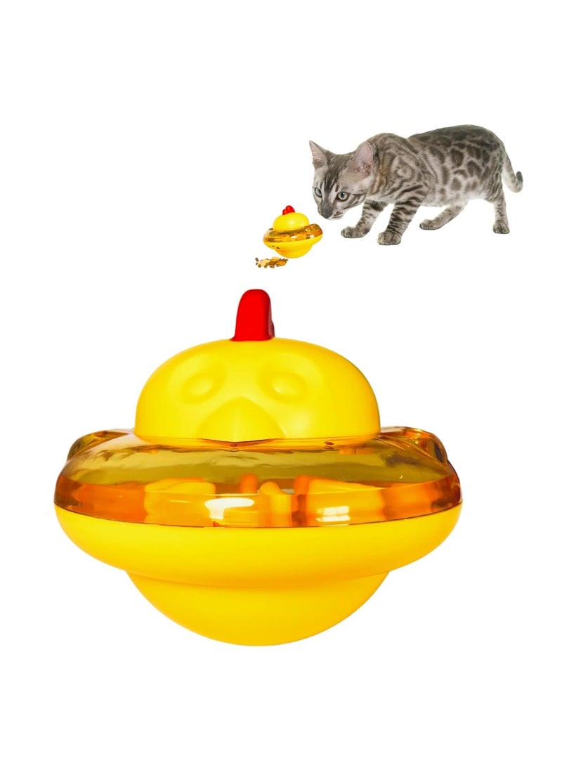 Cat Treat Toys for Indoor Cats, Cat Slow Feeder Toy with Adjustable Dispensing Mouth, Food Puzzle Feeder for Kittens Cat Exercise (Yellow)