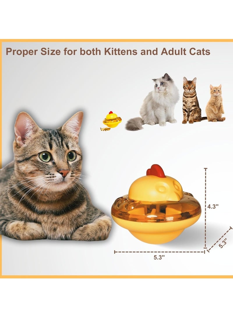 Cat Treat Toys for Indoor Cats, Cat Slow Feeder Toy with Adjustable Dispensing Mouth, Food Puzzle Feeder for Kittens Cat Exercise (Yellow)