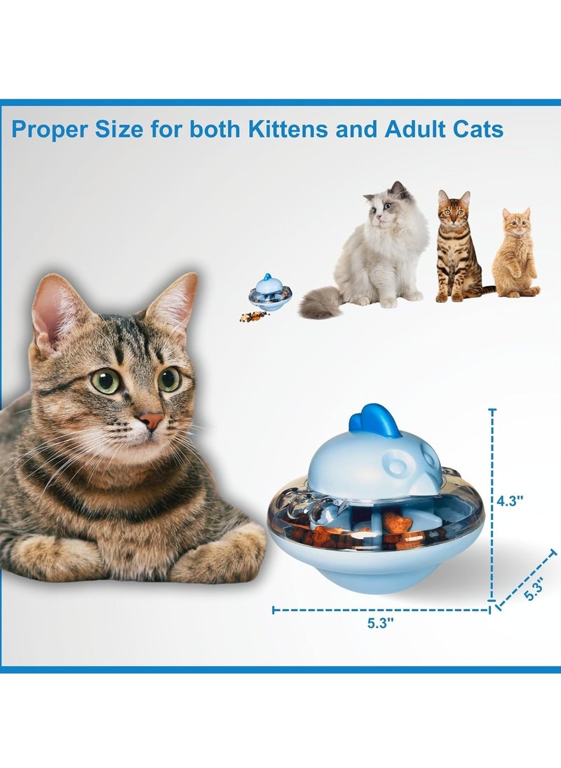 Cat Treat Toys for Indoor Cats, Cat Slow Feeder Toy with Adjustable Dispensing Mouth, Food Puzzle Feeder for Kittens Cat Exercise (Blue)