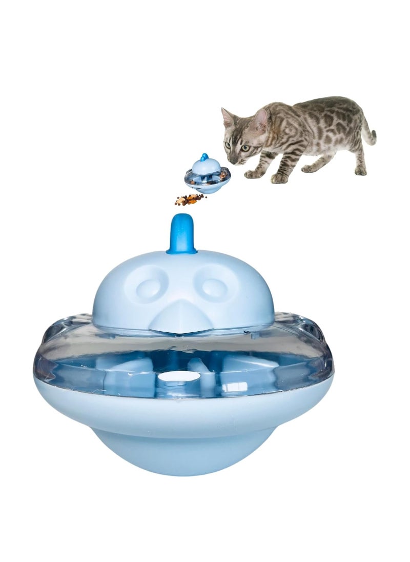 Cat Treat Toys for Indoor Cats, Cat Slow Feeder Toy with Adjustable Dispensing Mouth, Food Puzzle Feeder for Kittens Cat Exercise (Blue)