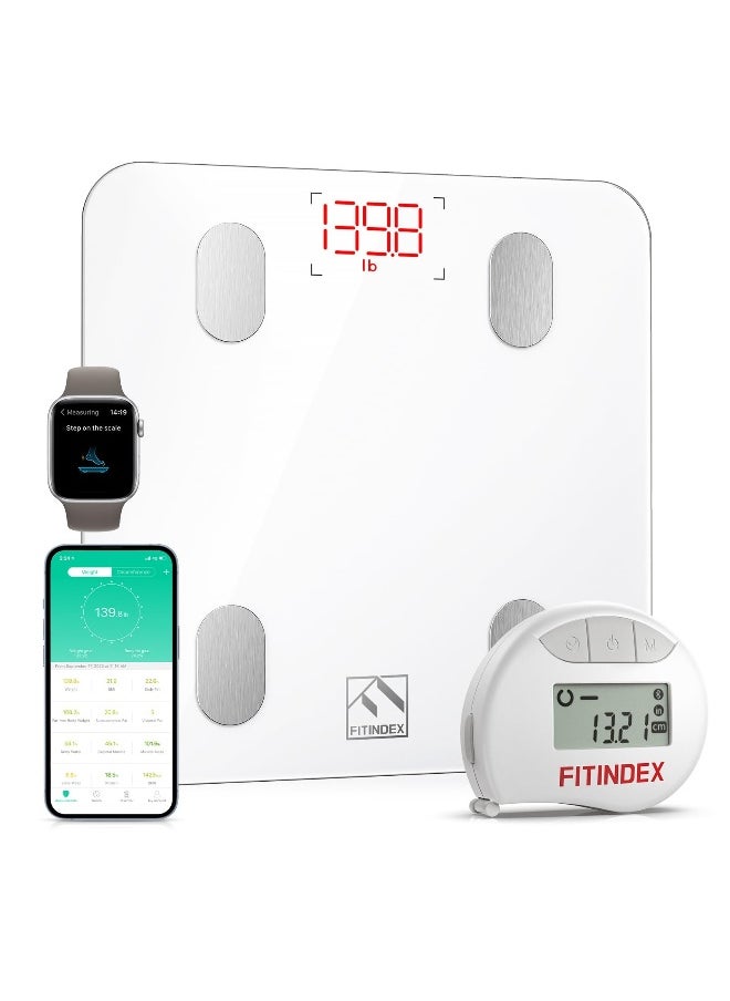 Weight Scale With Bluetooth, Digital Bathroom Scale With Bmi, Body Fat, Muscle Mass 14 Key Body Indicators