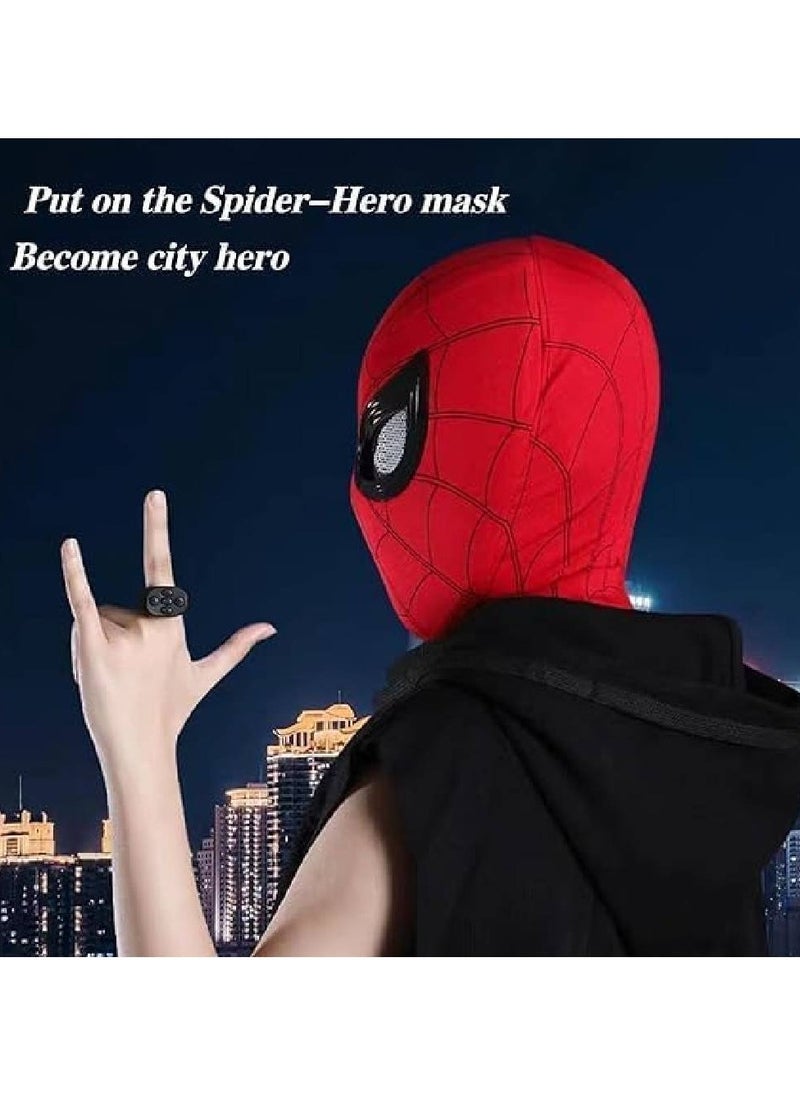 Spider-Man Mask with Movable Eyes - Fully Automatic Remote-Controlled Blinking & Luminous Cosplay Mask for Teens and Adults - Adjustable Super Hero Helmet with USB Charging