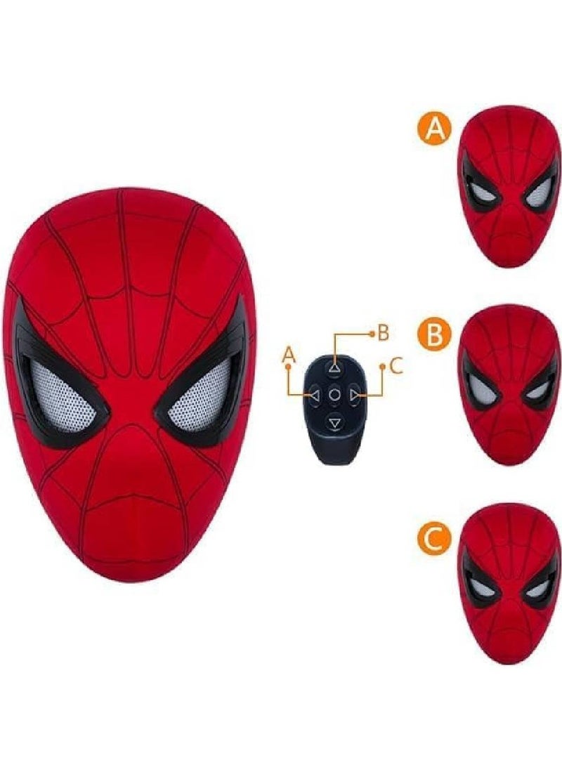 Spider-Man Mask with Movable Eyes - Fully Automatic Remote-Controlled Blinking & Luminous Cosplay Mask for Teens and Adults - Adjustable Super Hero Helmet with USB Charging