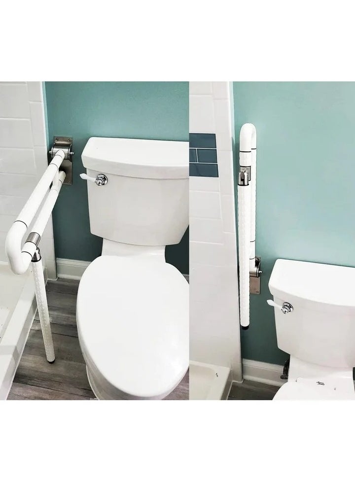 Toilet Grab Bar Foldable Drop Down Toilet Hand Rail Non Slip Toilet Aid Assist Rail Bathroom Safety Toilet Grab Bar Wall Mounted Seat Support Rail for Disabled Elderly Pregnant Load Up 200kg