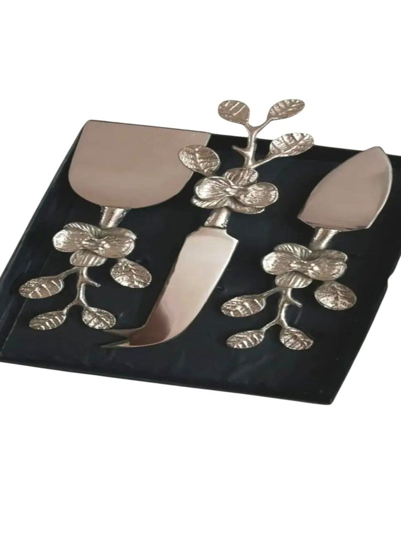 Silver Flower 3 Pcs Charcutier Set