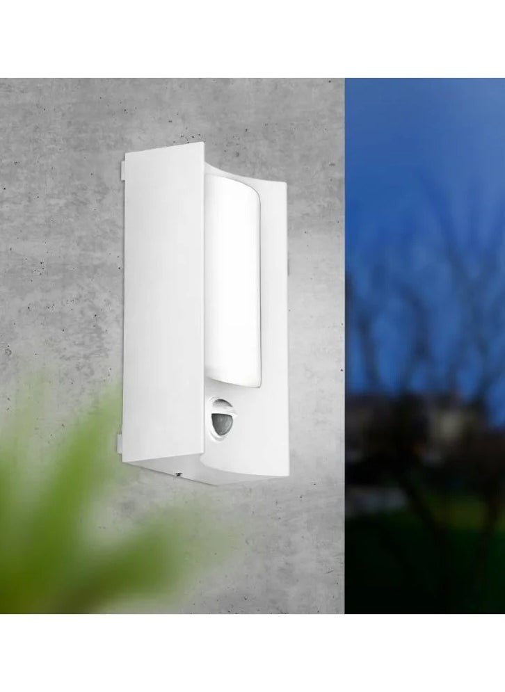 Casilda Sensor Outdoor Wall Lamp, LED 6W, White Aluminum & Plastic, IP44, 3000K, 660 Lumen