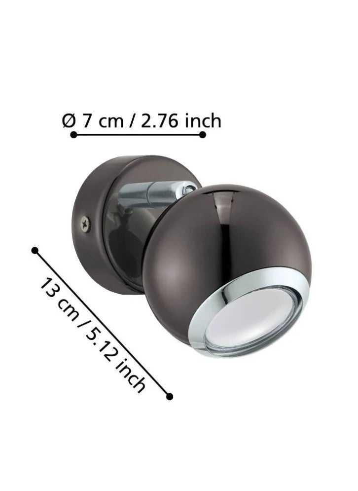 Bımeda Surface Mounted Spotlight, GU10-LED Socket, 1X2.8W, Nickel Nero & Chrome Finish, 7 cm Diameter