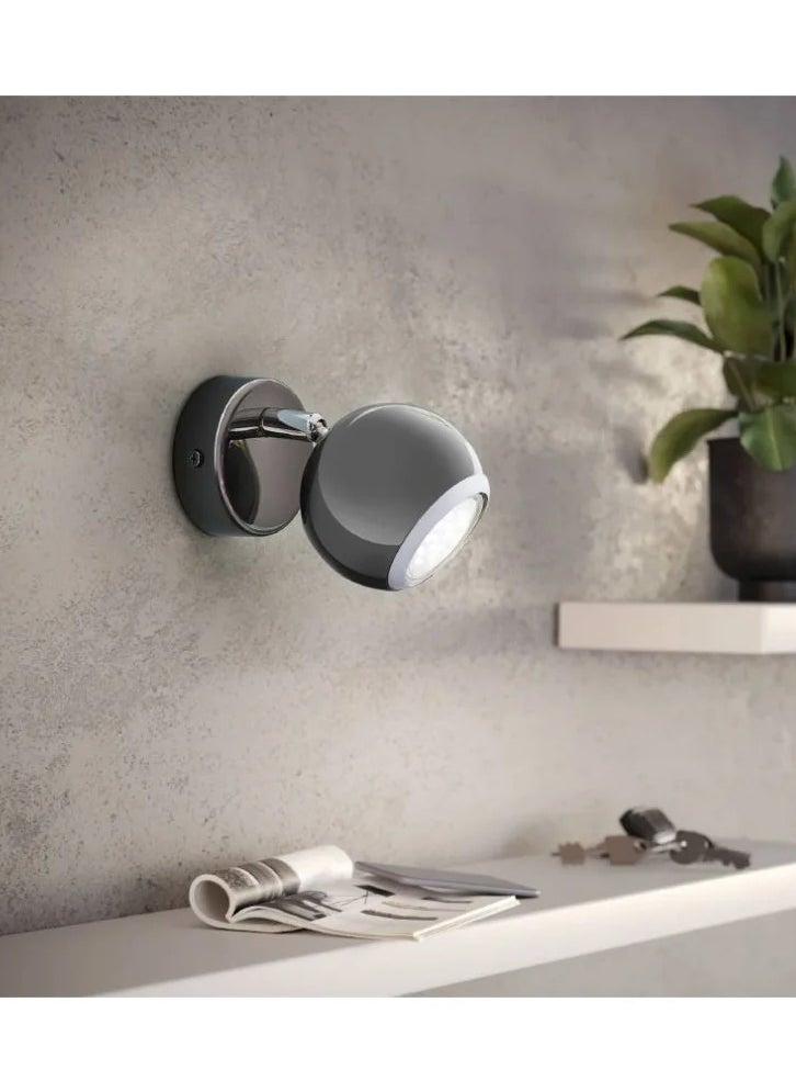 Bımeda Surface Mounted Spotlight, GU10-LED Socket, 1X2.8W, Nickel Nero & Chrome Finish, 7 cm Diameter