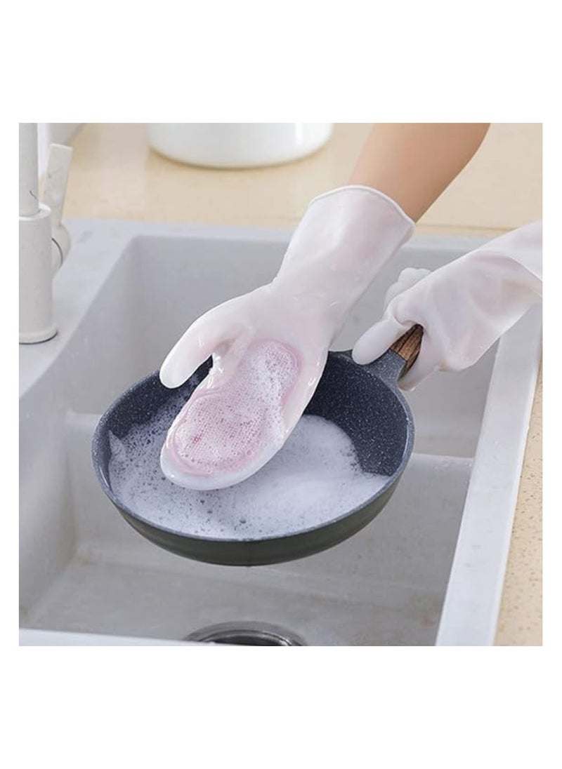 Magic Silicone Dishwashing Scrubber, Reusable Silicone Gloves with Wash Scrubber, Reusable Rubber Gloves, Household & Kitchen Tool for Dishwasher, Bathroom, Car wash & More
