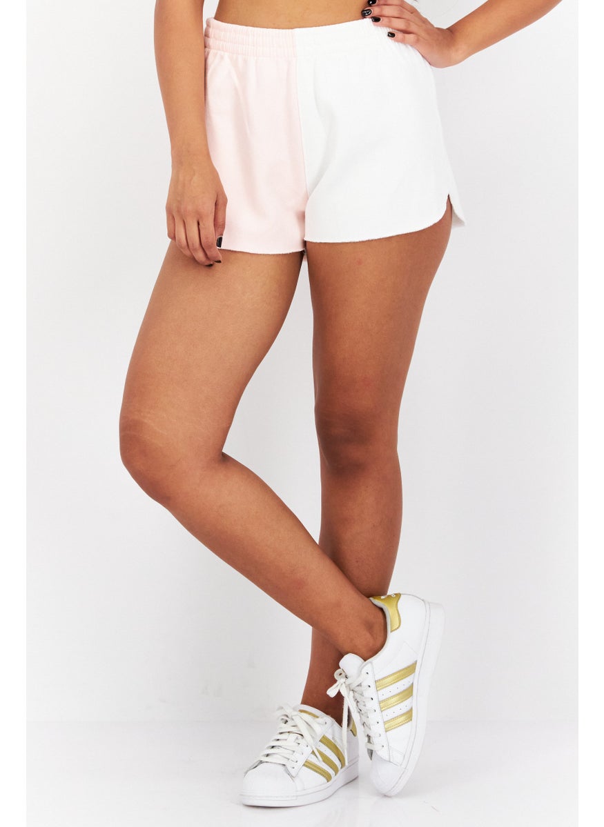 Women Regular Fit Two-Toned Shorts, Pink/White