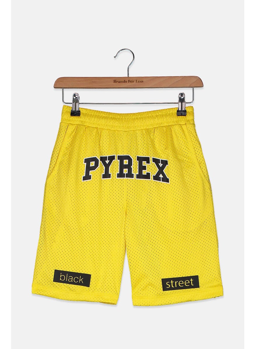 Kids Boys White Drawstring Brand Logo Shorts, Giallo