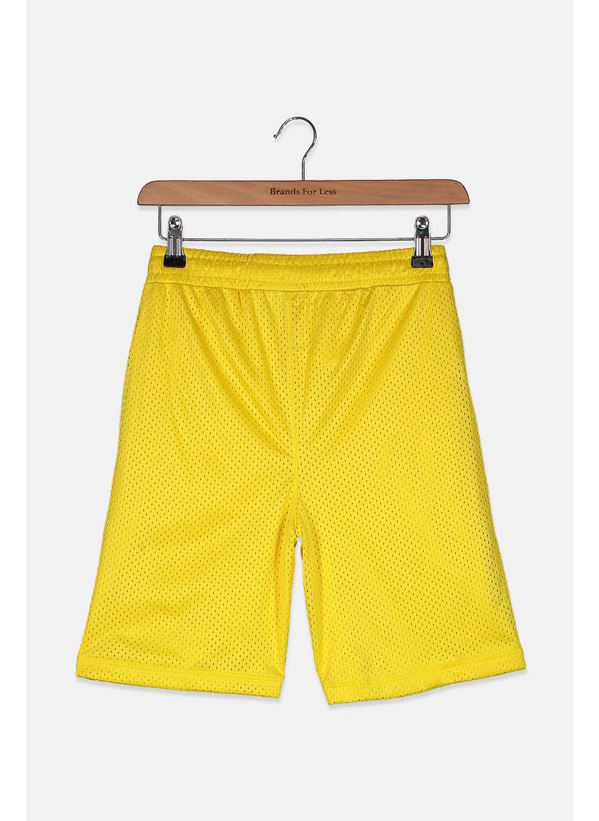 Kids Boys White Drawstring Brand Logo Shorts, Giallo