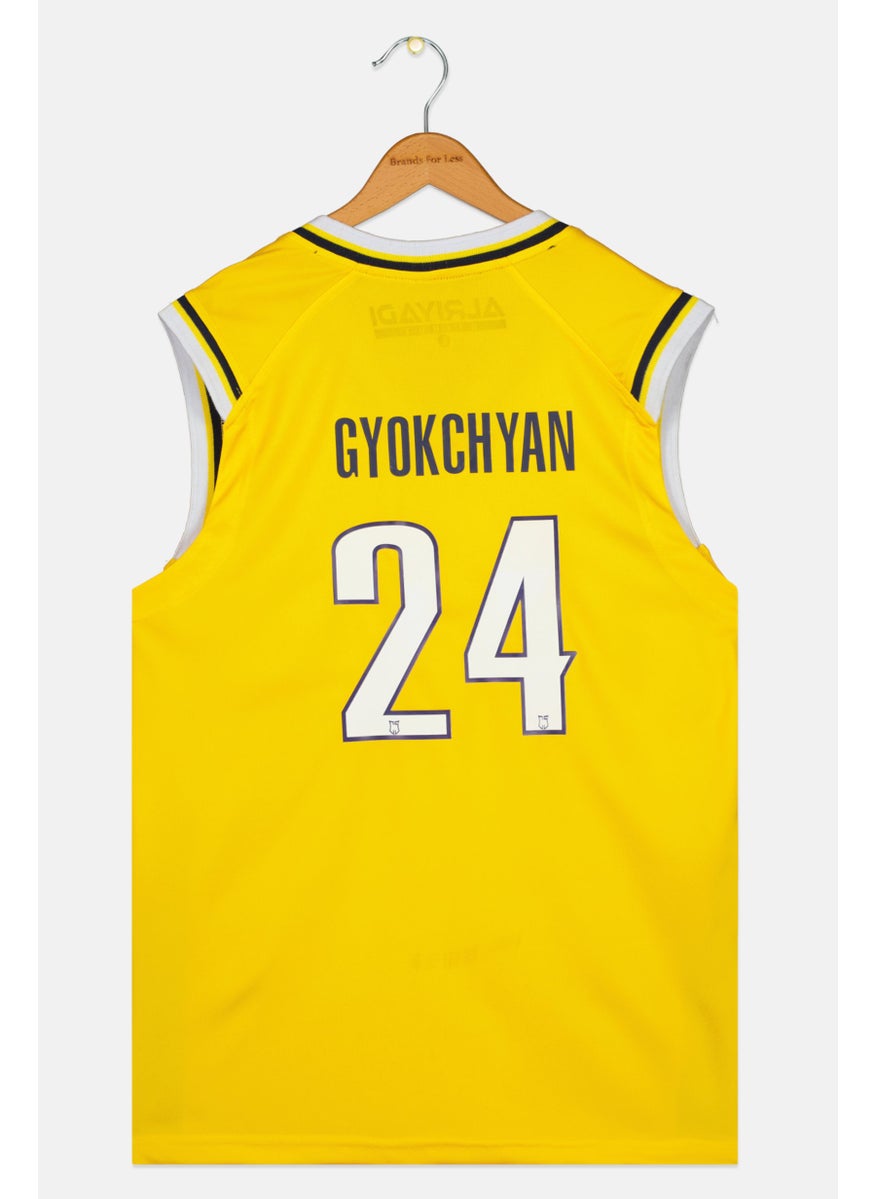 Kids Boy Gyokchyan 24 Sports Fit Sleeveless FIBA Jersey, Yellow