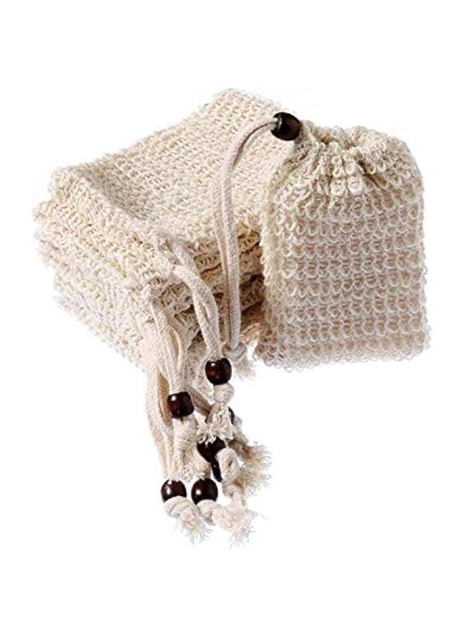 5PC Stylish Nice Natural Cotton And Linen Shower Exfoliating Sponge Bag Comfortable Bubble Net Soap Protective Bag Foam net