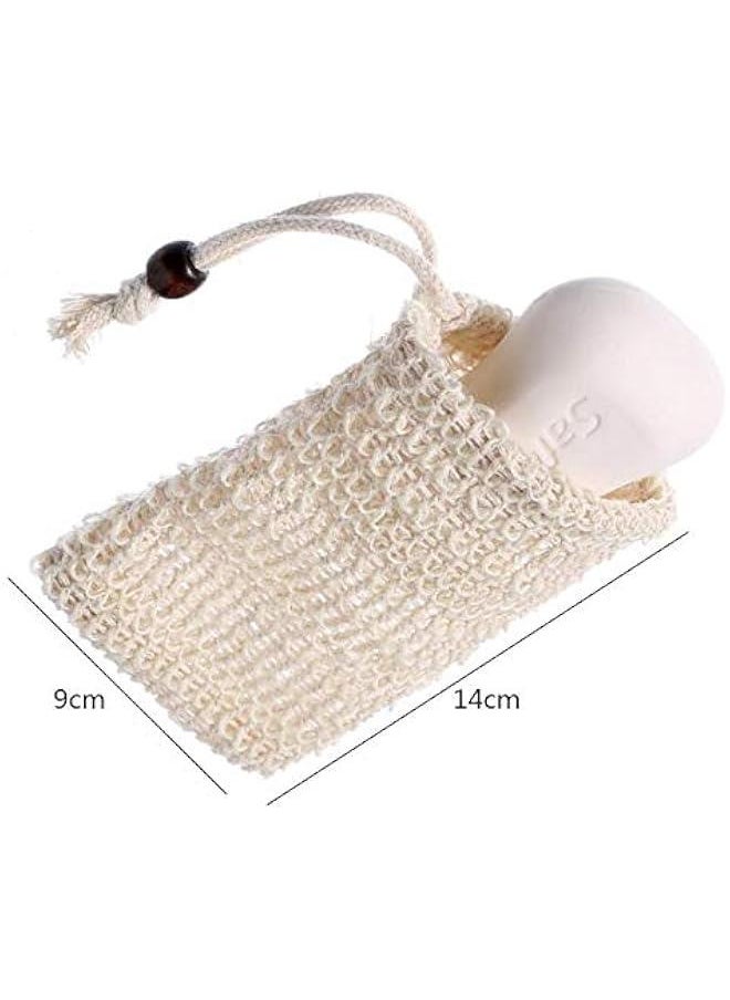 5PC Stylish Nice Natural Cotton And Linen Shower Exfoliating Sponge Bag Comfortable Bubble Net Soap Protective Bag Foam net