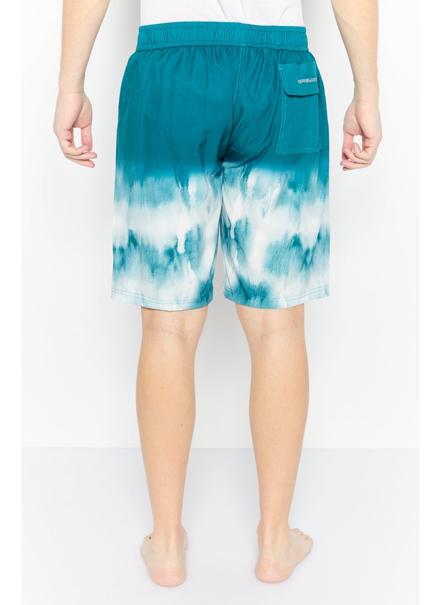 Men Tie Dye Swim Shorts, Green