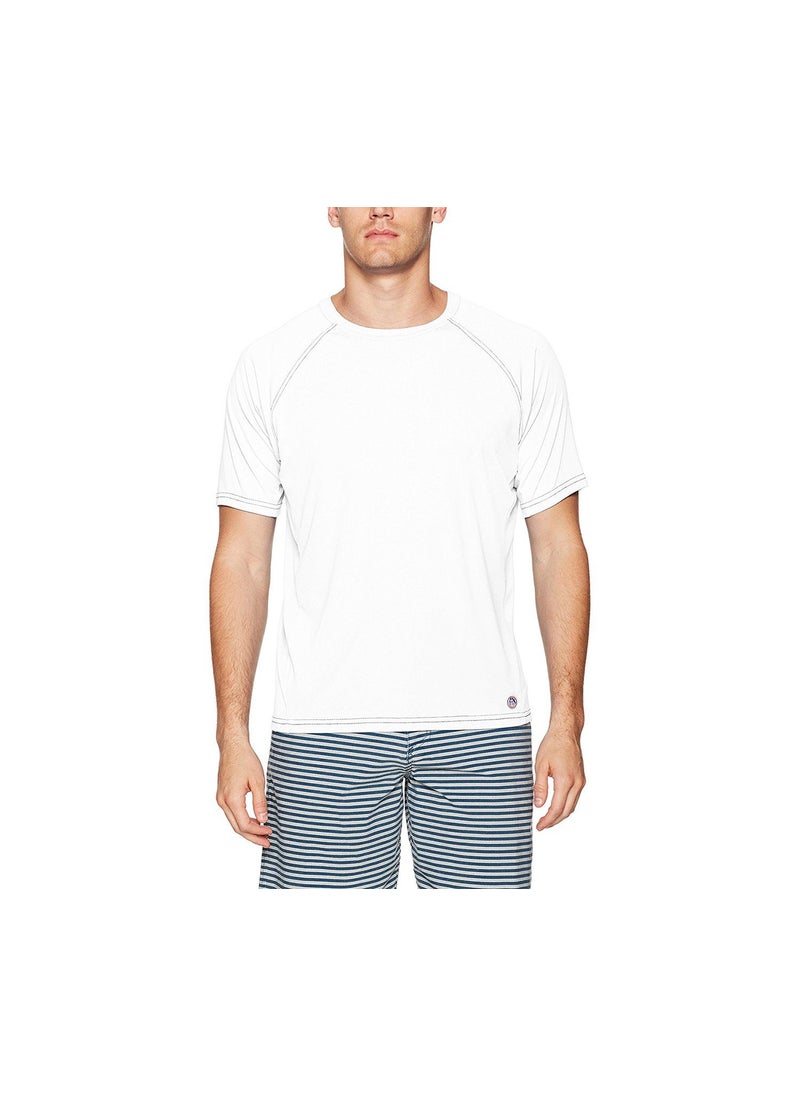 Mr. Swim Men Contrast UPF 50 Swim Tee, White and Navy