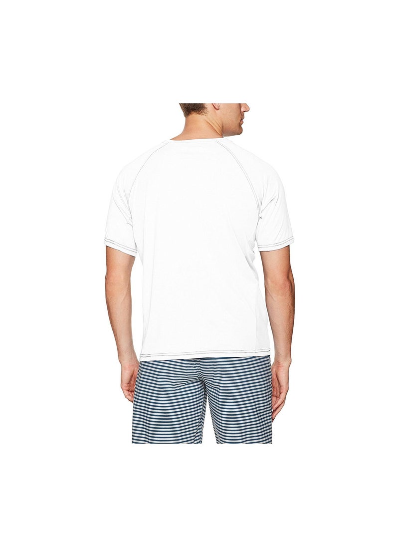 Mr. Swim Men Contrast UPF 50 Swim Tee, White and Navy