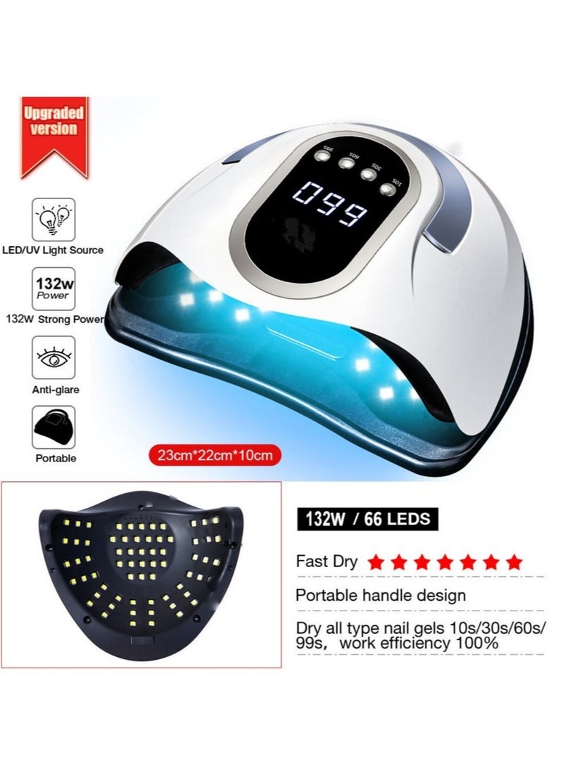 Max 280W Professional UV LED Nail Lamp For Nail Gel Fast Nail Polish Dryer With 66 Beads Auto Sensor 4 Timer Setting LCD Display For Salon And Home Use Nail Art Design Tools