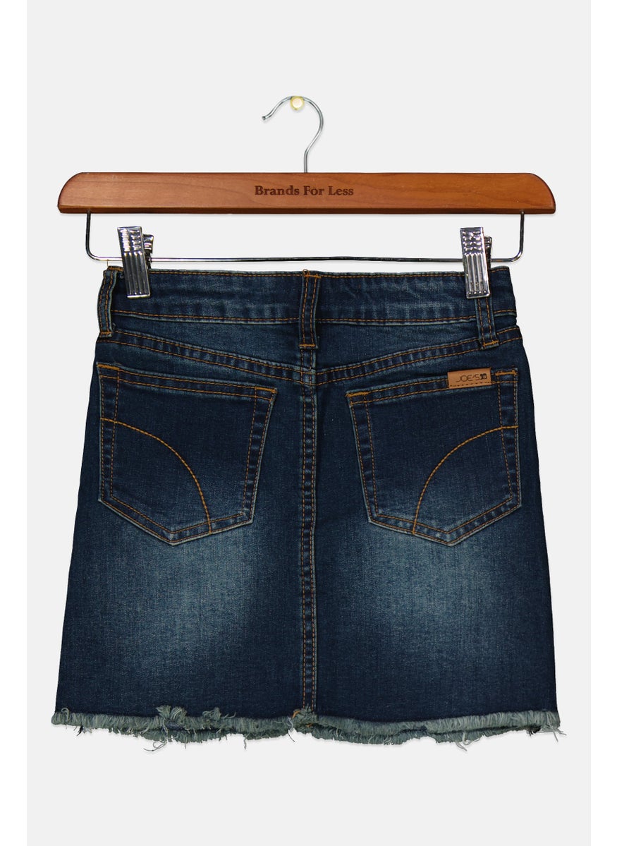 Kids Girl Ripped Denim Skirts, Blue