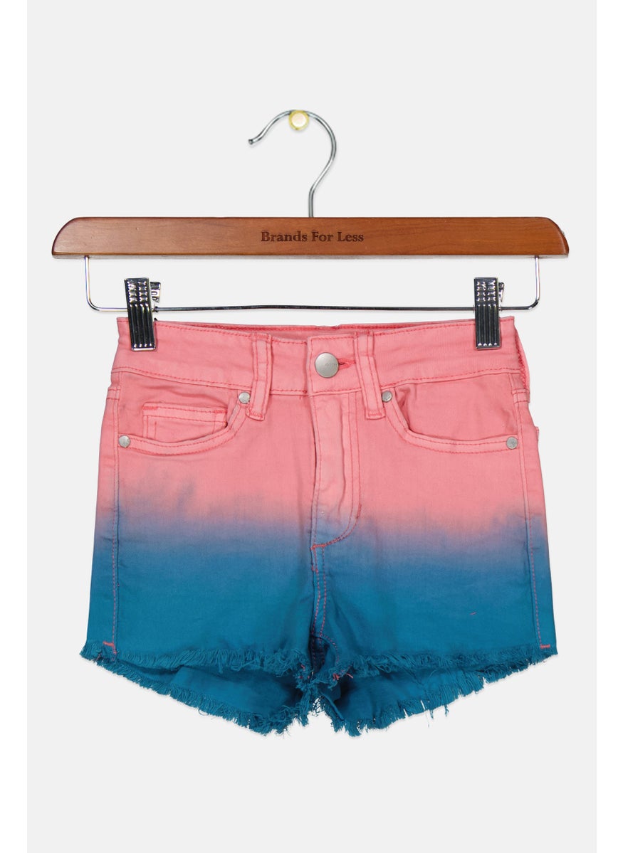 Kids Girl Two Tone Denim Shorts, Pink/Blue