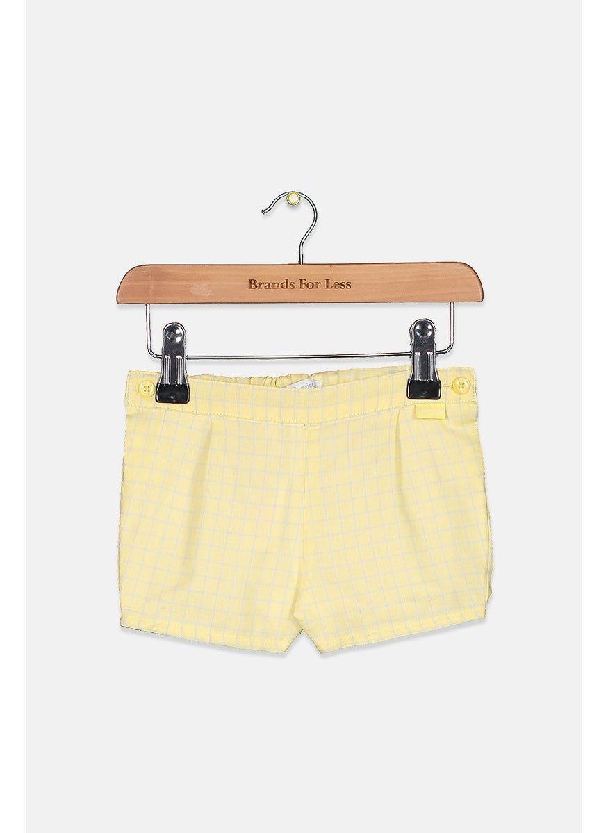 Toddler Girls Plaid Side Button Short, Yellow