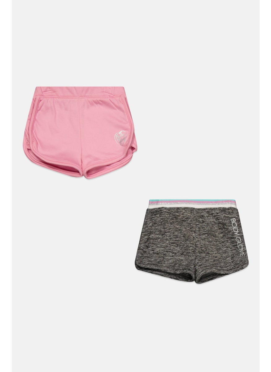 Toddlers Girl 2 Pack Short, Pink/Grey