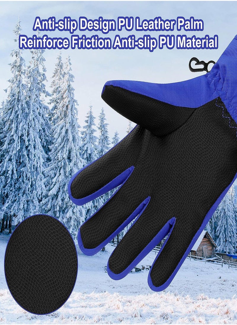 Kids Ski Gloves, Waterproof Snowboarding Gloves, Winter Skiing Gloves Thermal Snow Gloves with Adjustable Cuffs, for Children Boys Cycling, Skiing, Skating, Hiking, Kids Winter Gloves