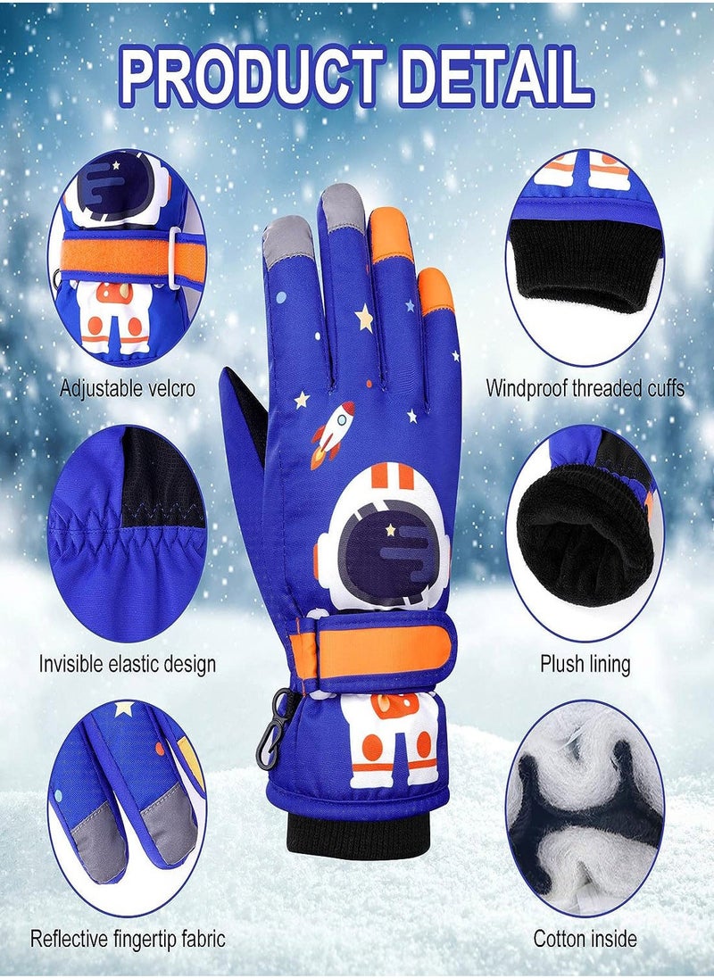 Kids Ski Gloves, Waterproof Snowboarding Gloves, Winter Skiing Gloves Thermal Snow Gloves with Adjustable Cuffs, for Children Boys Cycling, Skiing, Skating, Hiking, Kids Winter Gloves