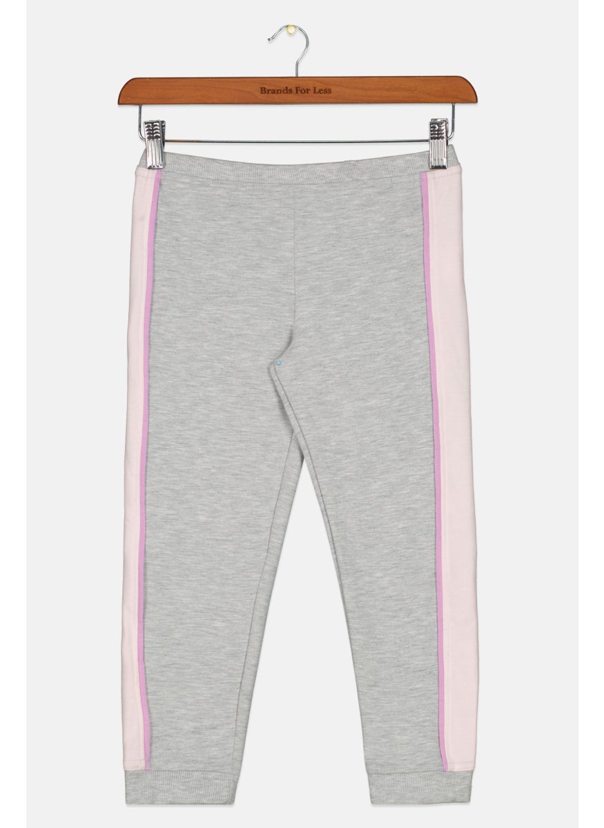 Kids Girl Pull On Heather Pants, Light Grey/Pink