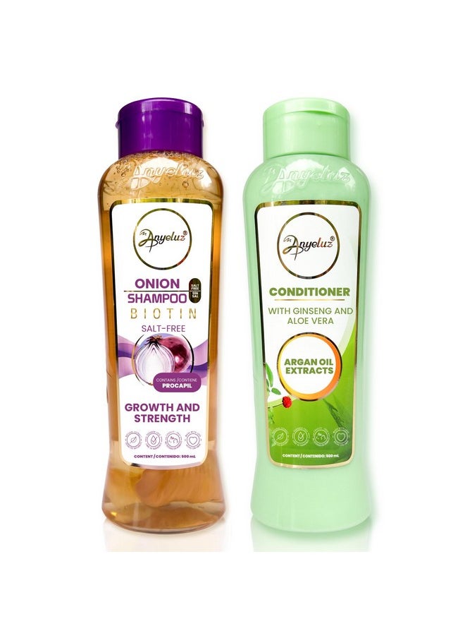 Onion Shampoo And Aloe Conditioner Set, Strength And Hydration For Your Hair, With Onion Extract, Biotin And Argan Oil, Cleanses Deeply And Provides Hydration