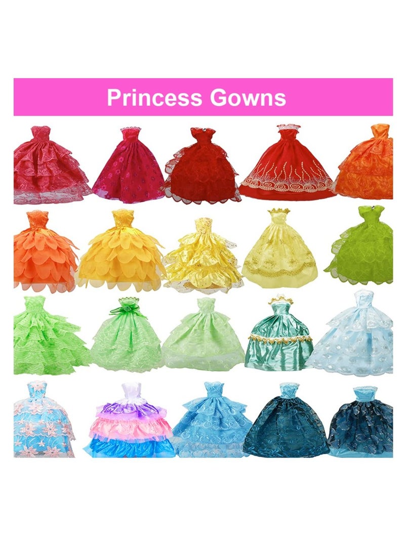 32 PCS Doll Clothes and Accessorises for Barbie Dolls, Princess Gowns, Swimsuit, Bathingsuits