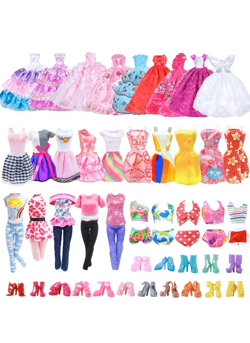 32 PCS Doll Clothes and Accessorises for Barbie Dolls, Princess Gowns, Swimsuit, Bathingsuits