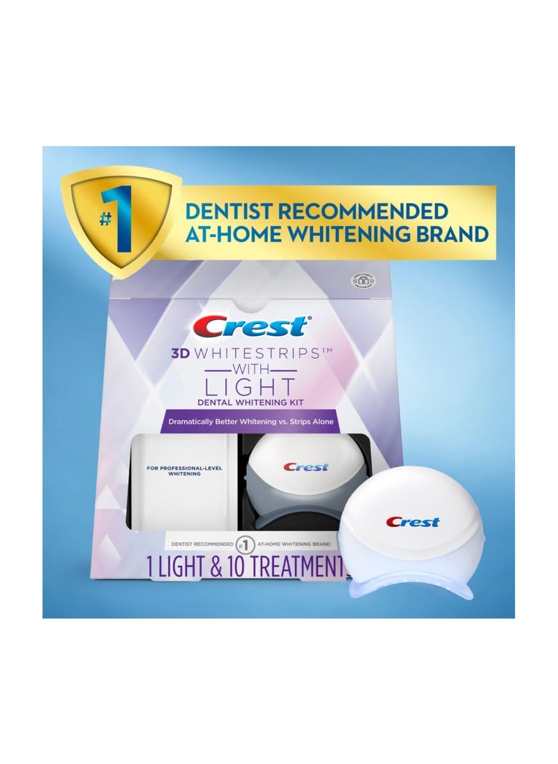 Crest 3D Whitestrips with Light, Whitestrips 3D White, Teeth Whitening Strip Kit, 20 Strips (10 Count Pack), Crest Teeth Whitening Strips, Teeth Whitening Kit