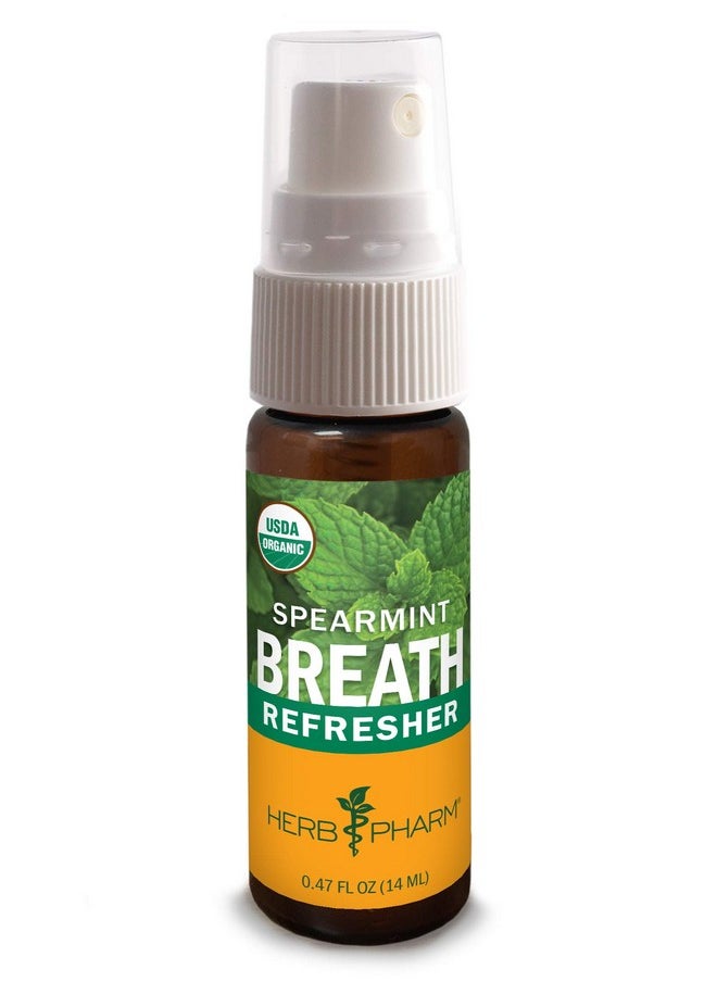 Breath Refresher Certified Organic Herbal Fresh Breath Spray With Spearmint Essential Oil - 1/2 Ounce