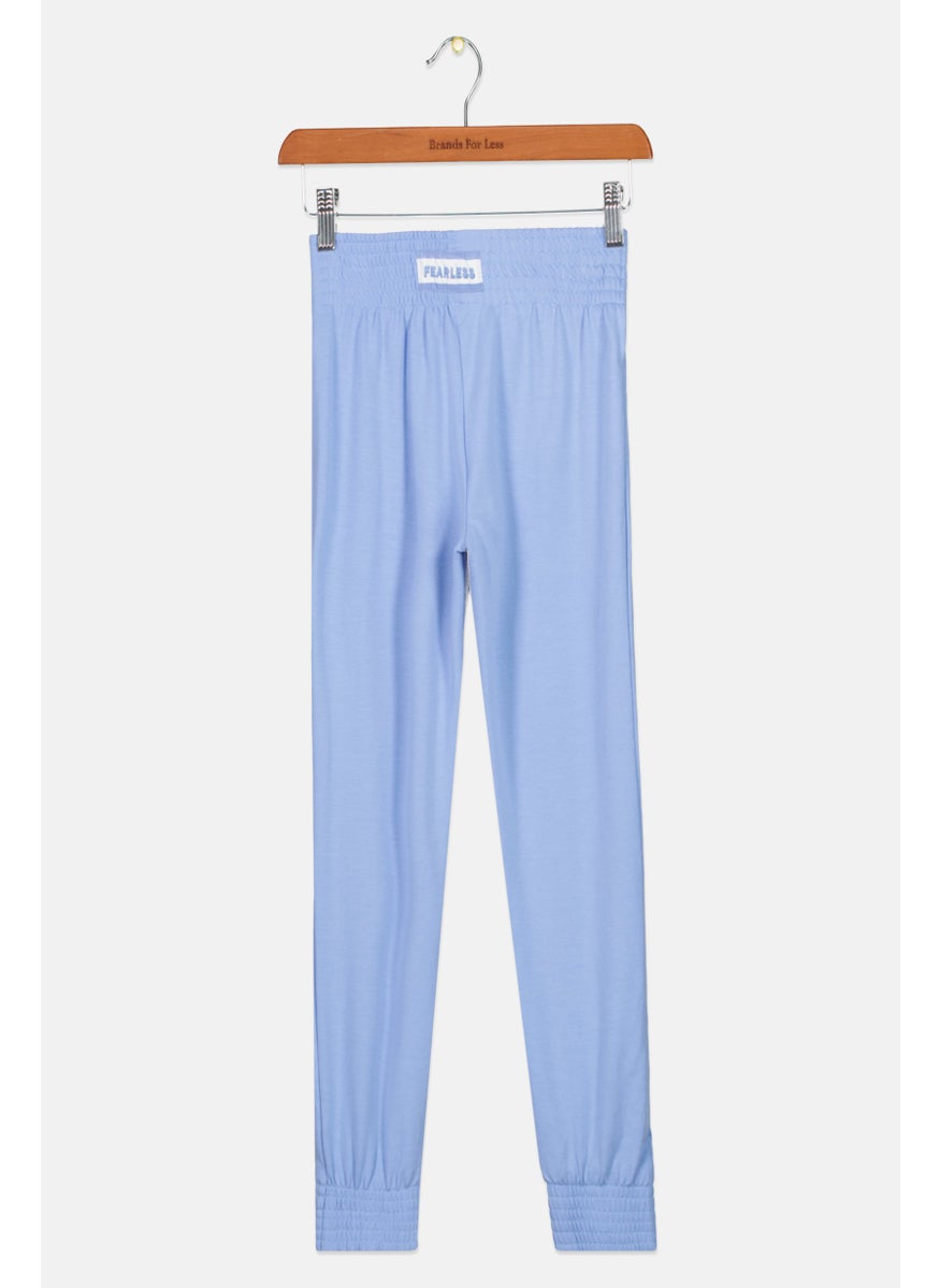 Kids Girl Shirred Jogger Pants, Light Blue