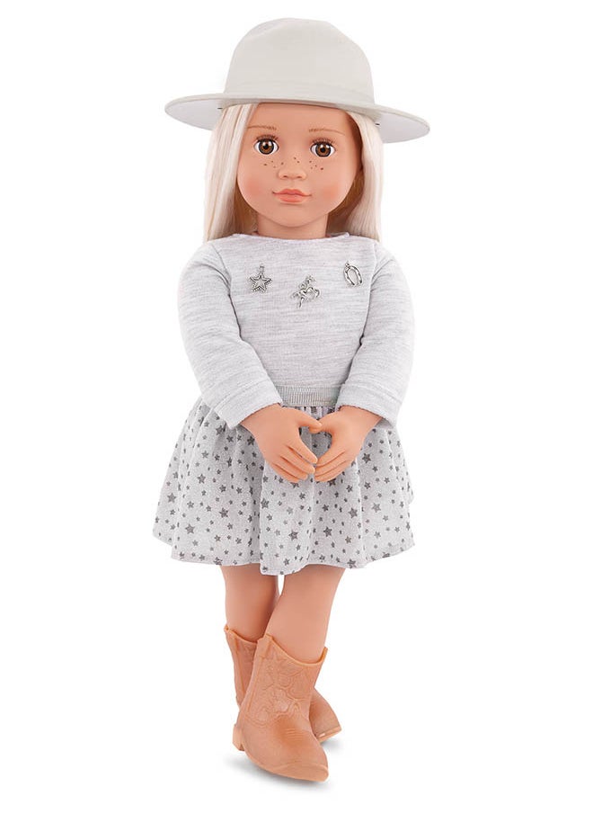 Fashionable 18-inch Girl Doll with Pleated Skirt & Hat, Gifting Toys, Age 6+ years, Character-Abigale