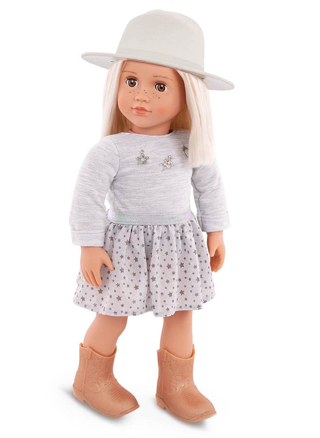 Fashionable 18-inch Girl Doll with Pleated Skirt & Hat, Gifting Toys, Age 6+ years, Character-Abigale