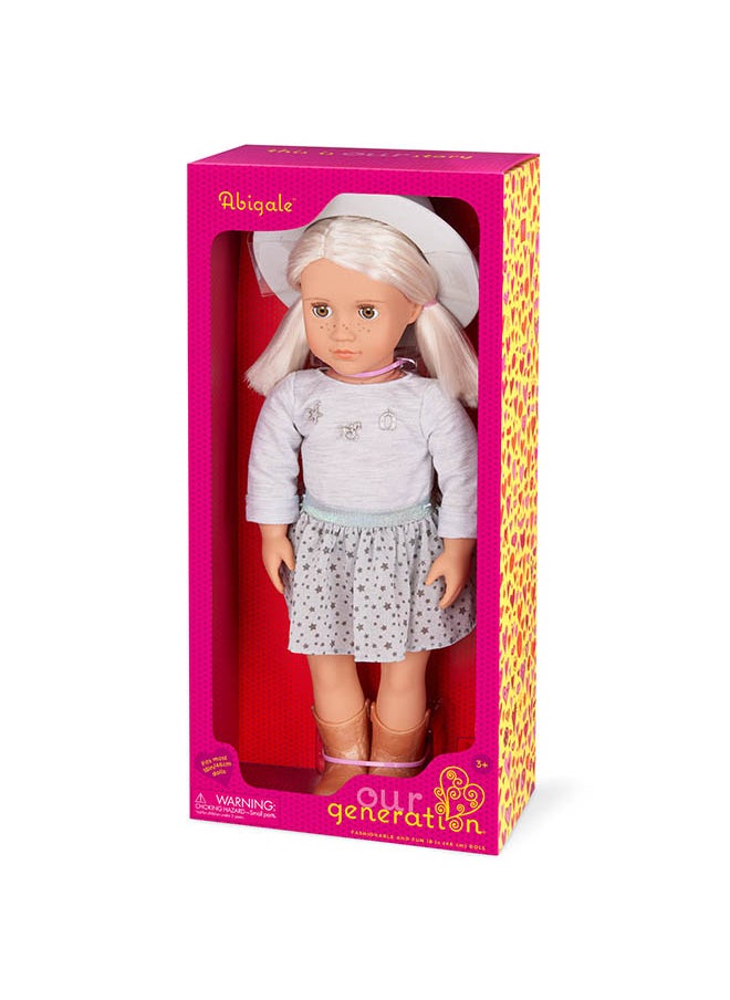 Fashionable 18-inch Girl Doll with Pleated Skirt & Hat, Gifting Toys, Age 6+ years, Character-Abigale