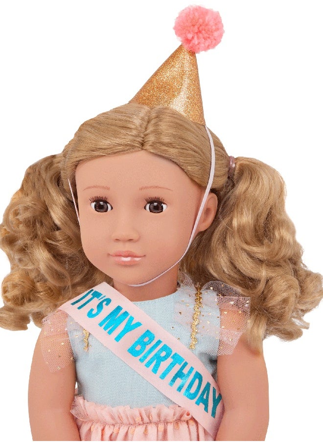 Fashionable 18-inch Birthday Party Girl Doll with Birthday Party Accessories, Gifting Toys, Age 6+ years, Character-Romy