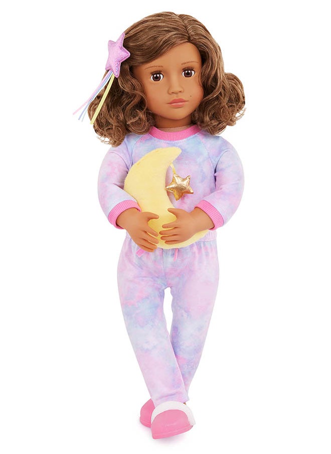 Fashionable 18-inch Deluxe Pajama Girl Doll with Book and Accessories, Gifting Toys, Age 6+ years, Character-Luna