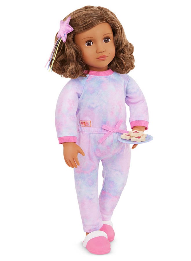 Fashionable 18-inch Deluxe Pajama Girl Doll with Book and Accessories, Gifting Toys, Age 6+ years, Character-Luna