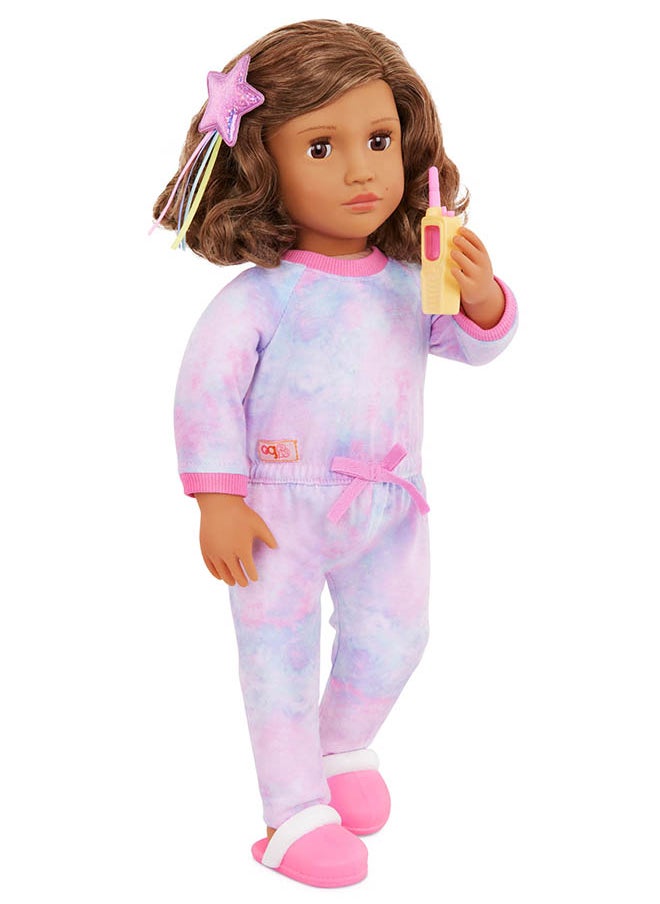 Fashionable 18-inch Deluxe Pajama Girl Doll with Book and Accessories, Gifting Toys, Age 6+ years, Character-Luna