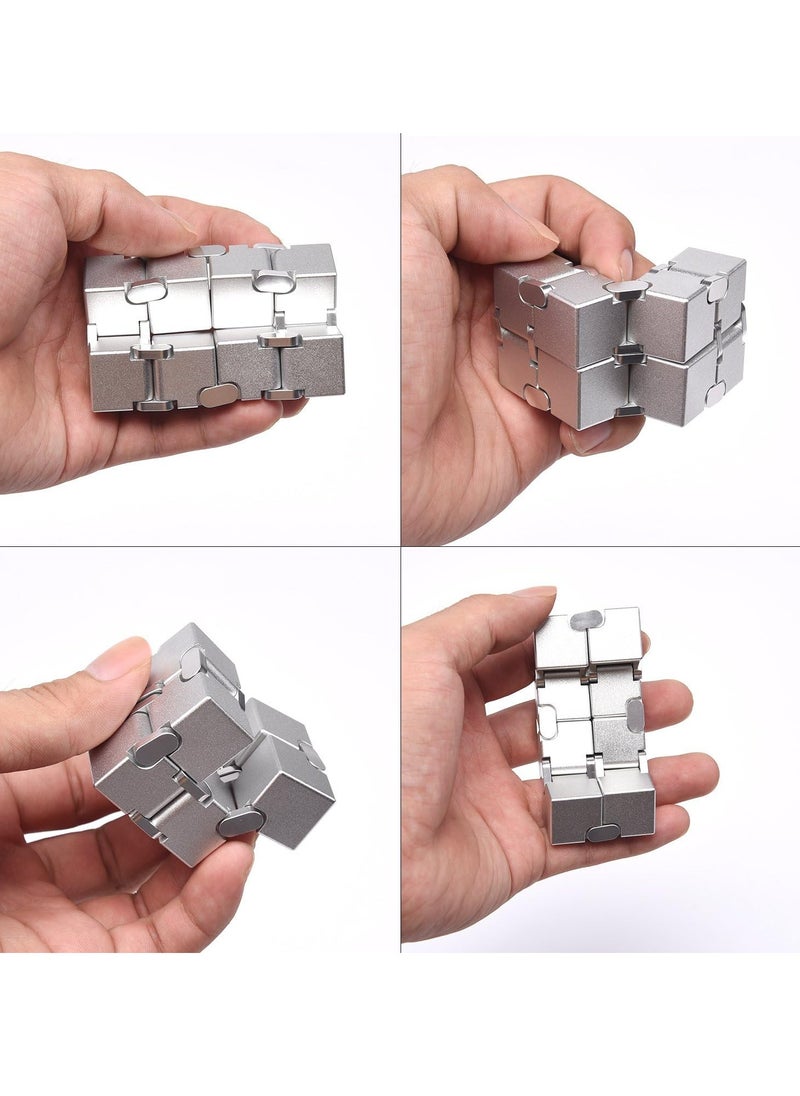 Fidget Rubik's Cube New Version Fidget Finger Toys - Metal Infinity Rubik's Cube for Stress and Anxiety Relief/ADHD, Super Durable Sensory Gift for Adults and Teens Kids (Eight colors)