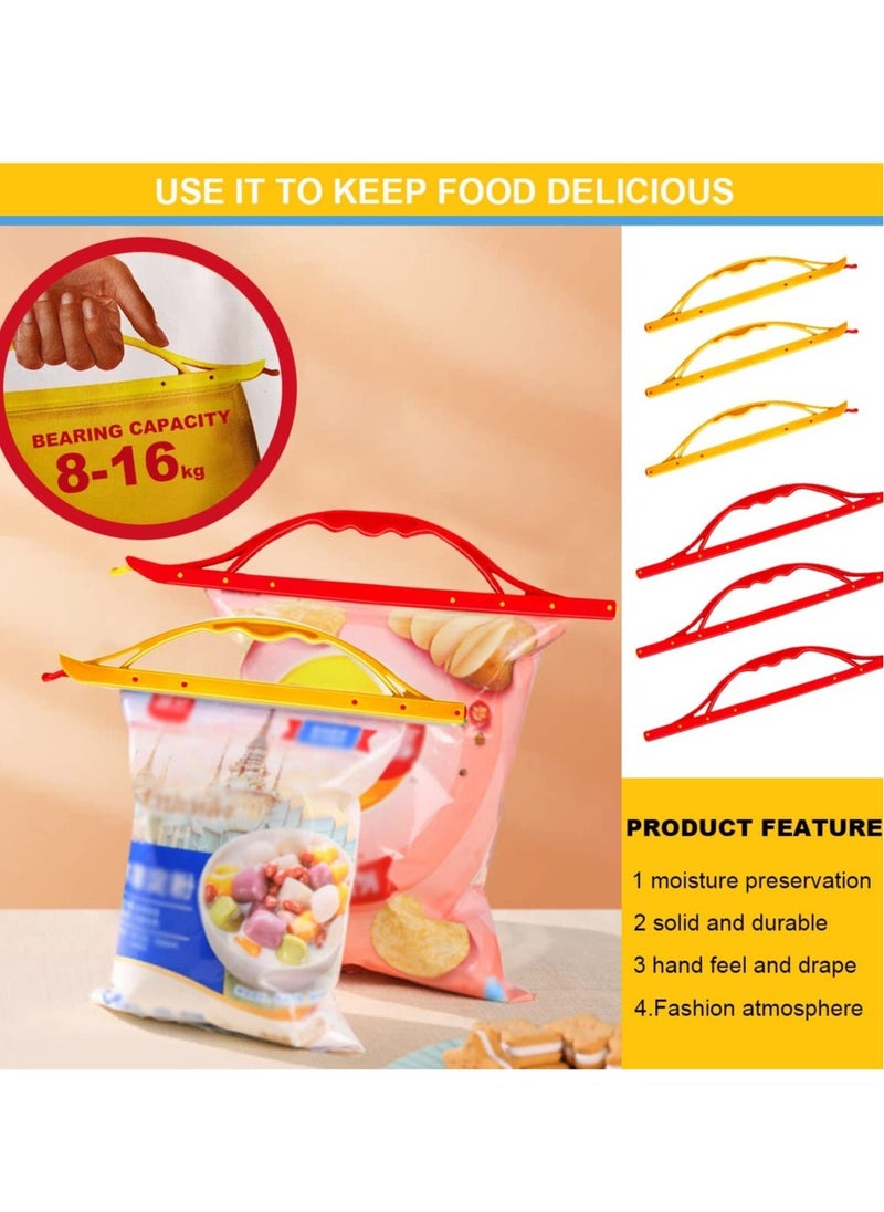 6 PCS Food Bag Clips,Portable Sealing Clips with Handle, Sturdy Food Bag Clips, Suitable for Food Storage, Food Clips for Sealing, Snacks, Cereals & Coffee (3 Red-b,3 Yellow-s)